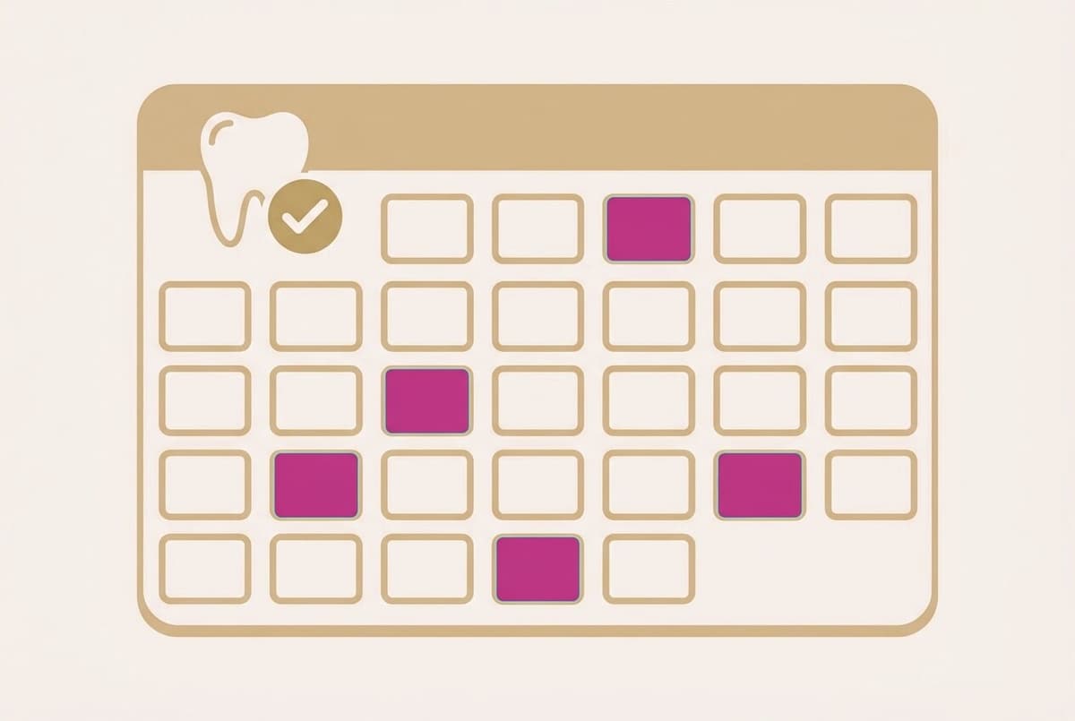 Kalender met verspreid gemarkeerde data, ter illustratie van een controlefrequentie die per persoon verschilt in plaats van een vast schema